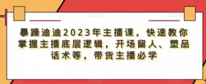 暴躁迪迪2023年主播課，快速教你掌握主播底層邏輯，開場留人塑品話術等，帶貨主播必學百度網盤插圖