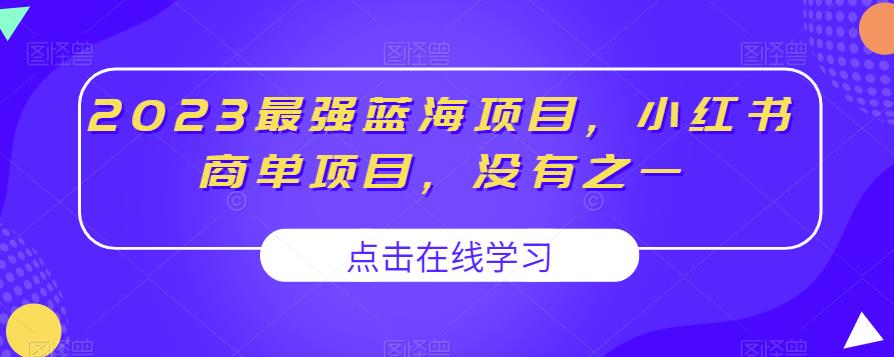 2023年最強藍海項目，小紅書商單項目百度網盤