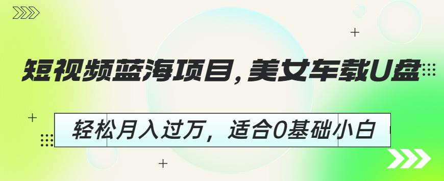 短視頻藍海項目，美女車載U盤適合0基礎小白百度網盤