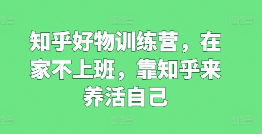 知乎好物訓練營，在家不上班，靠知乎來養活自己插圖