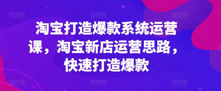 淘寶打造爆款系統運營課，淘寶新店運營思路，快速打造爆款插圖