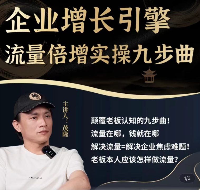 【茂隆】企業增長引擎流量倍增實操九步曲，一套課程幫你找到快速、簡單、有效、可復制的獲客+變現方式插圖