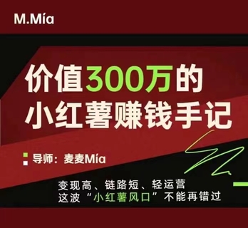 【抖音上新】價值300萬的小紅書賺錢手記 變現高、鏈路短、輕運營，這波“小紅薯風口”不能再錯過。