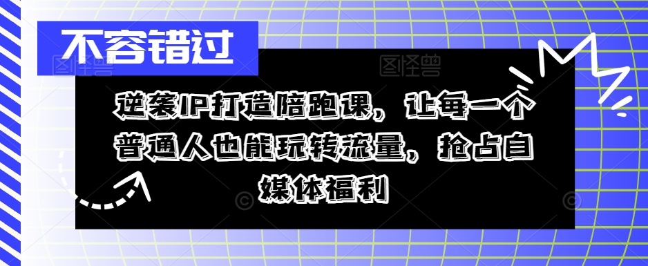 逆襲IP打造陪跑課，從0到1打造IP，精準定位+高效起號，搶占自媒體福利插圖