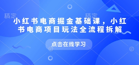 小紅書電商掘金課，小紅書電商項目玩法全流程拆解
